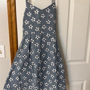 Floral Backless Dress in Blue and White